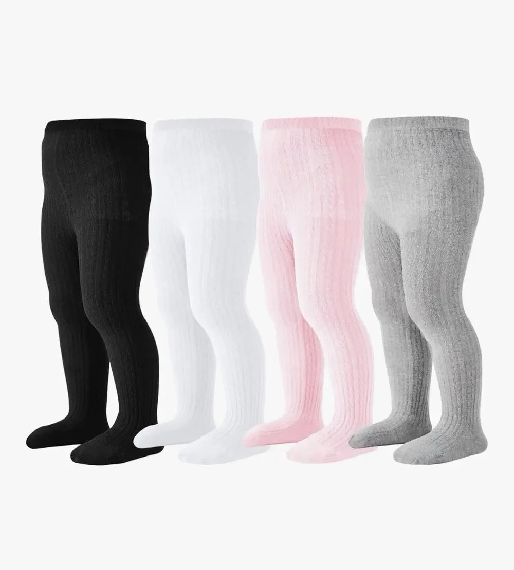 Mini angel Baby Tights Cotton Warm Tights Pink/White/Gray/Black 4pk XS 3-6 M